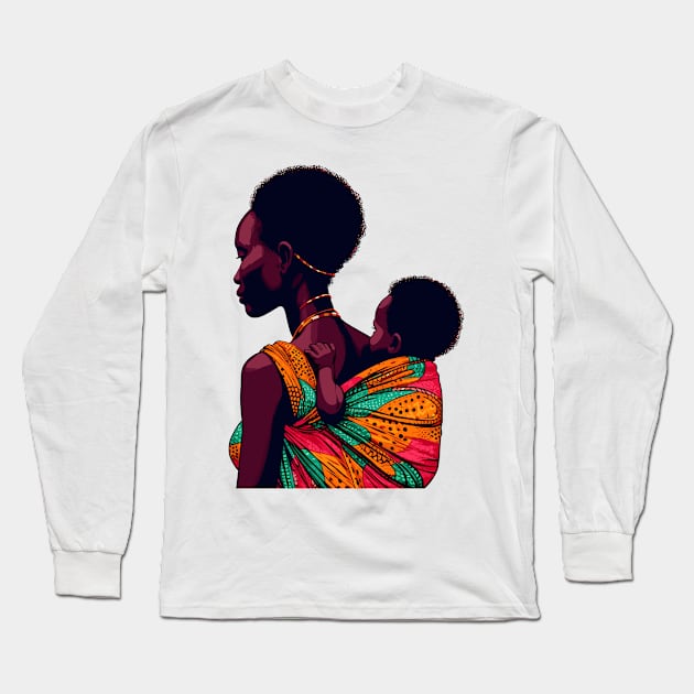 Afrocentric Mother And Baby Long Sleeve T-Shirt by Graceful Designs